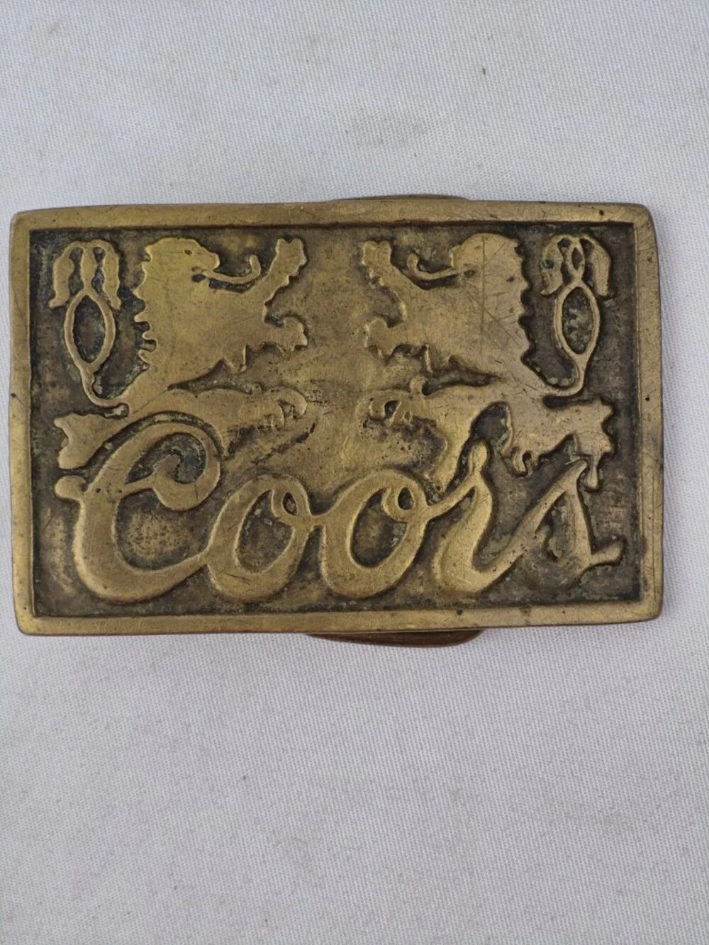 Vintage Coors Beer Belt Buckle Solid Brass Made in Taiwan Retro Western, Cowboy